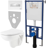 Комплект Унитаз подвесной Seramiksan Petite + Крышка AG50006 с микролифтом + Инсталляция DIWO + Кнопка 7320 белая