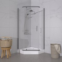 Душевой уголок Triton Дека -Графит 100х100х207, с поддоном, профиль вороненая сталь, стекло прозрачное