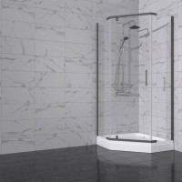 Душевой уголок Triton Дека -Графит 100х100х207, с поддоном, профиль вороненая сталь, стекло прозрачное