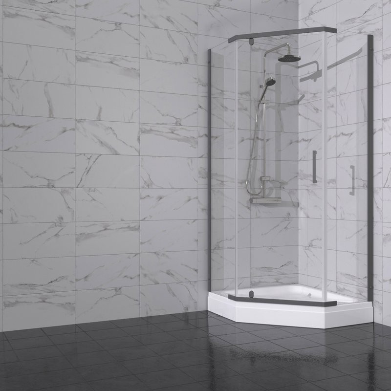 Душевой уголок Triton Дека -Графит 100х100х207, с поддоном, профиль вороненая сталь, стекло прозрачное