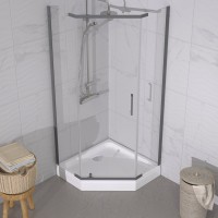 Душевой уголок Triton Дека -Графит 100х100х207, с поддоном, профиль вороненая сталь, стекло прозрачное