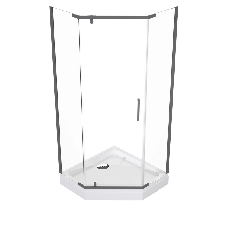 Душевой уголок Triton Дека -Графит 100х100х207, с поддоном, профиль вороненая сталь, стекло прозрачное