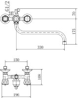 Смеситель с длинным изливом для ванны Fashun A2209 хром