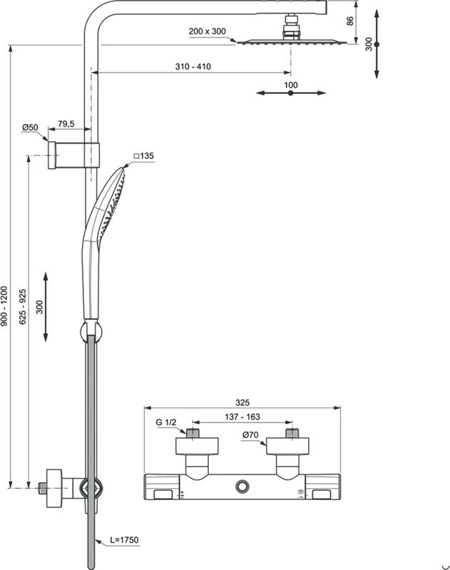 Душевая стойка Ideal Standard Creatherm_t50 A7705AA