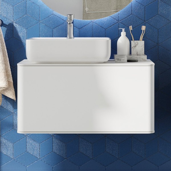 Тумба с раковиной STWORKI Ноттвиль 80 белая, без выреза под смеситель