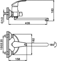 Смеситель с длинным изливом для ванны D-lin 401-2 D147401-2 хром Смеситель с длинным изливом для ванны D-lin 401-2 D147401-2 хром