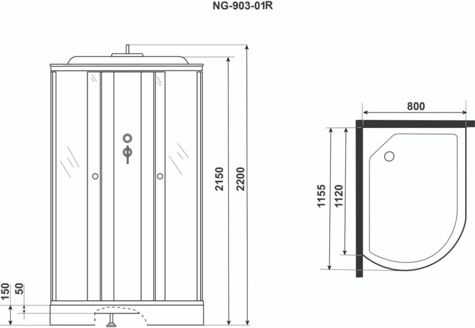 Душевая кабина Niagara NG-903-01 R 120х80х220 правая, с сиденьем