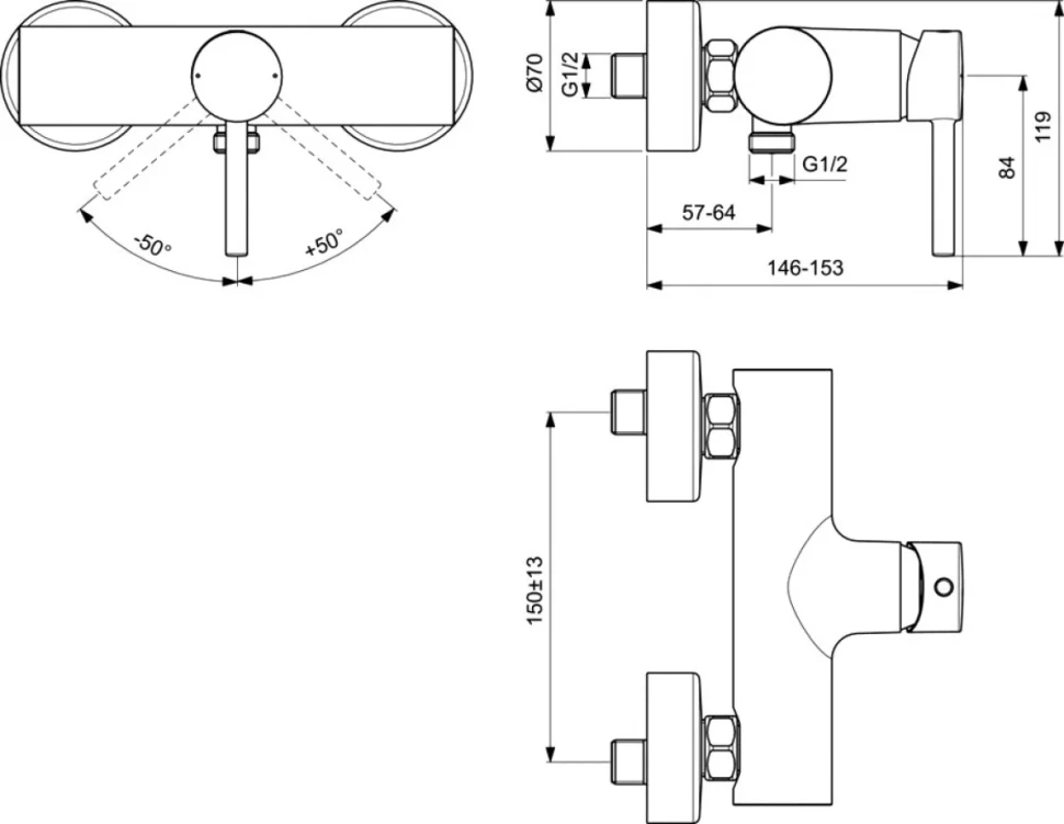 Смеситель для душа Ideal Standard Kolva BC674U4 черный