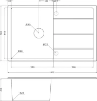 Мойка кухонная Emar Quartz EMQ-1800.Q морион Мойка кухонная Emar Quartz EMQ-1800.Q морион