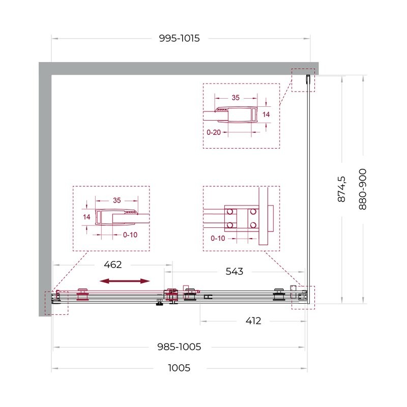 Душевой уголок BelBagno Soft Close-2 AH-1-100/90-C-Cr профиль хром