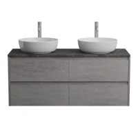 Тумба под раковину со столешницей BelBagno Kraft 120 подвесная,  для двоих, cemento grigio