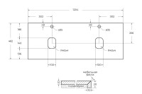 Тумба под раковину со столешницей BelBagno Kraft 120 подвесная,  для двоих, cemento grigio