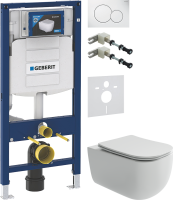 Комплект Унитаз подвесной Ceramicanova Noel + Крепления Geberit Duofix 111.815.00.1 к стене + Звукоизоляция + Инсталляция UP 320 111.300.00.5 + Кнопка Sigma 01 115.770.11.5 белая