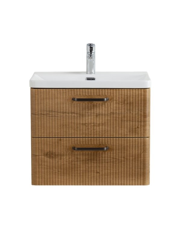 Тумба с раковиной BelBagno Due 60 ручки матовый темный никель, rovere nature