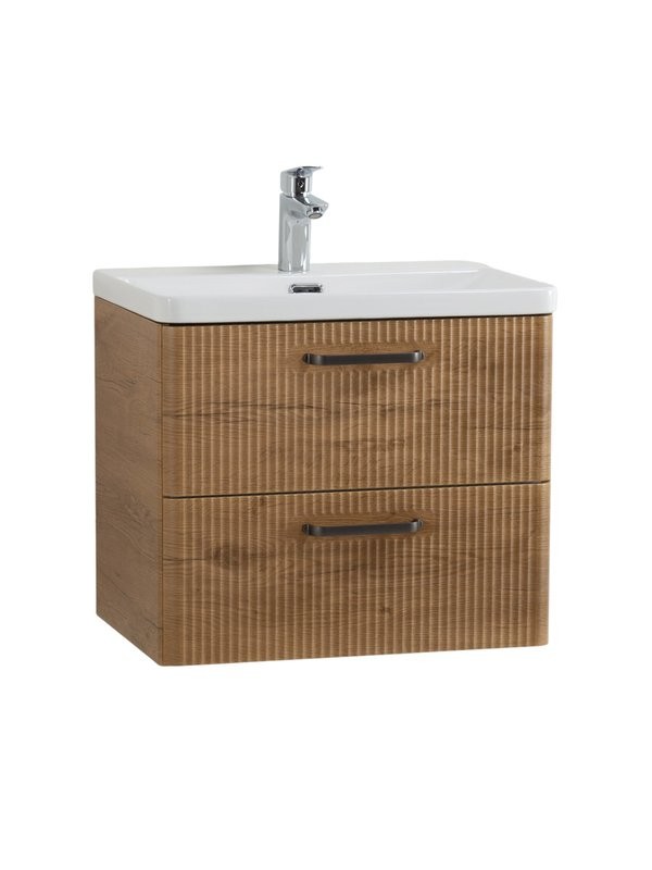 Тумба с раковиной BelBagno Due 60 ручки матовый темный никель, rovere nature