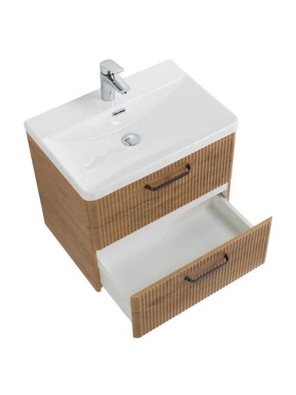 Тумба с раковиной BelBagno Due 60 ручки матовый темный никель, rovere nature