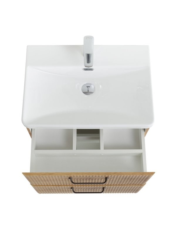 Тумба с раковиной BelBagno Due 60 ручки матовый темный никель, rovere nature