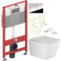 Комплект Унитаз подвесной Ceramicanova Metric Rimless CN3007 с микролифтом, безободковый + Инсталляция TECE Now 9400412 4 в 1 с кнопкой смыва