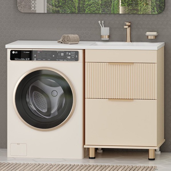 Тумба под раковину Brevita Enfida 60 напольная, под стиральную машину, бежевая