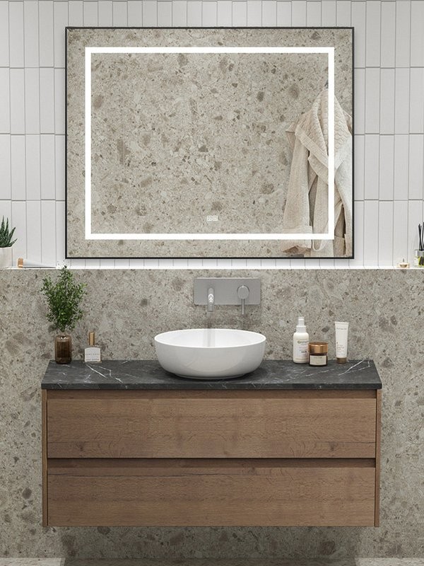 Мебель для ванной комнаты BelBagno Kraft 120 2 ящика, без отверстия под смеситель, rovere tabacco