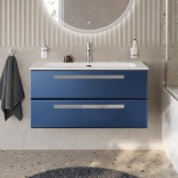 Тумба с раковиной Cezares Eco Cer-N 100 sapfiro, раковина Eco 100, ручки серые