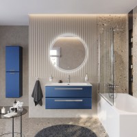 Тумба с раковиной Cezares Eco Cer-N 100 sapfiro, раковина Eco 100, ручки серые