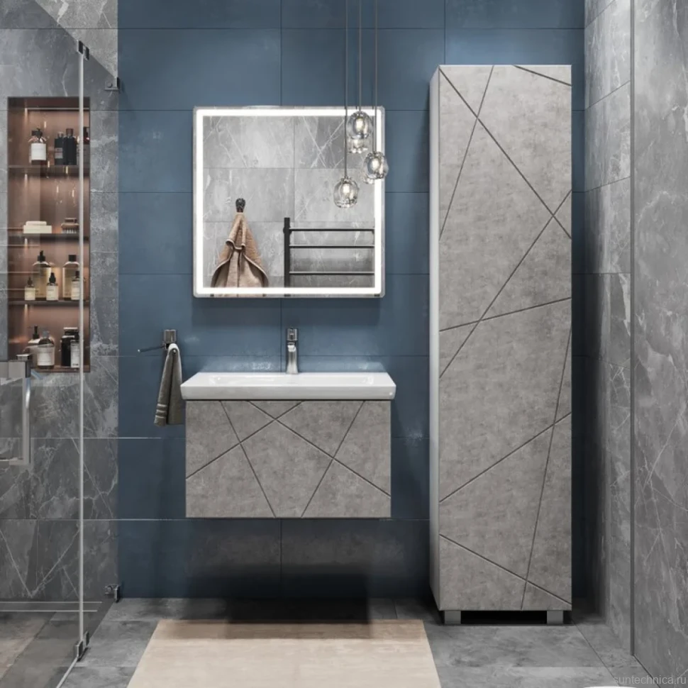 Мебель для ванной комнаты Vigo Geometry 70 подвесная, бетон, раковина Como 70