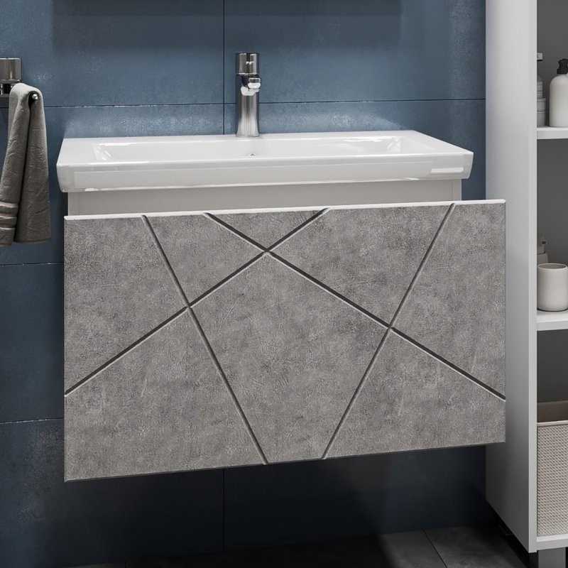 Мебель для ванной комнаты Vigo Geometry 70 подвесная, бетон, раковина Como 70