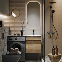 Тумба под раковину без столешницы Aqwella Terra 53 подвесная, под стиральную машину, дуб балтийский