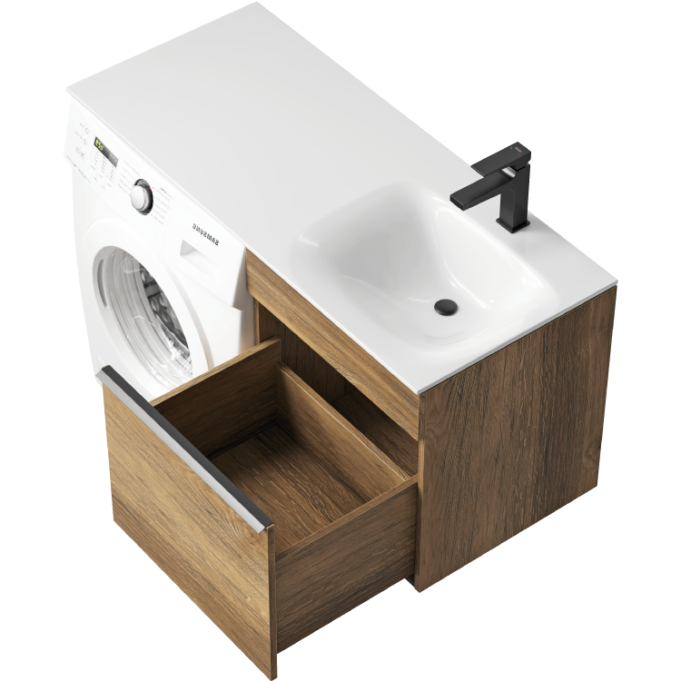 Тумба под раковину без столешницы Aqwella Terra 53 подвесная, под стиральную машину, дуб балтийский