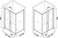 Душевой уголок Orange E23 12090TCR стекло прозрачное, профиль хром