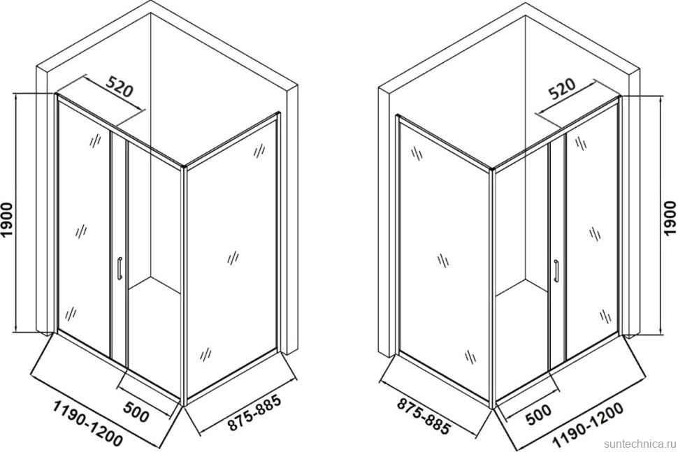 Душевой уголок Orange E23 12090TCR стекло прозрачное, профиль хром