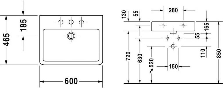 Мебельная раковина Duravit Vero 0454600000 60 см