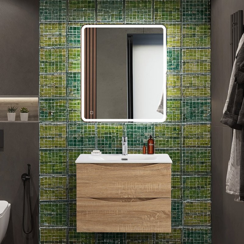 Тумба с раковиной BelBagno Marino-cer-n 70 подвесная, rovere bianco