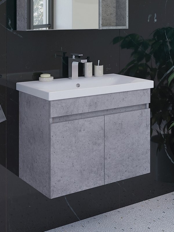 Тумба с раковиной Comforty Осло 70ПД подвесная, светлый бетон