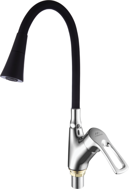 Смеситель для кухни Fashun A4466+A7350 с гибким изливом, хром, черный
