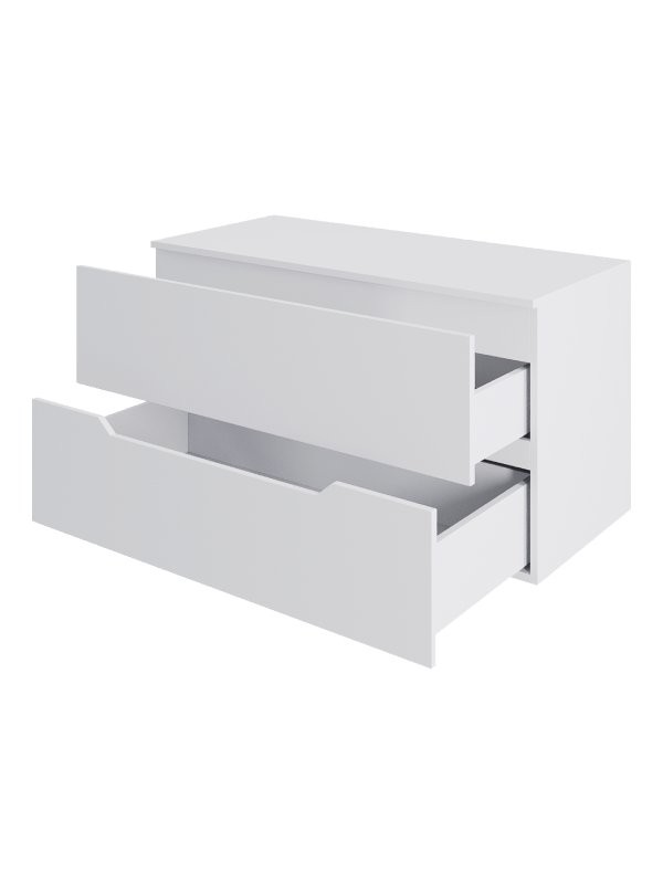 Мебель для ванной комнаты Orange Line 100 подвесная, 2 ящика, матовая белая с раковиной B04-600W