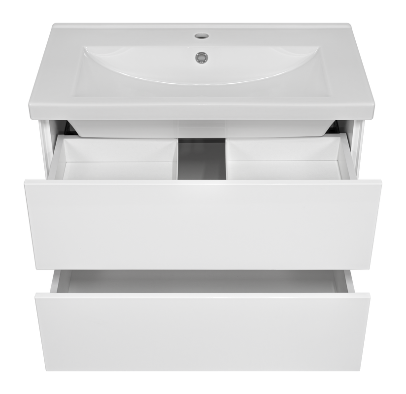 Тумба с раковиной Misty Твист 80 белая глянцевая