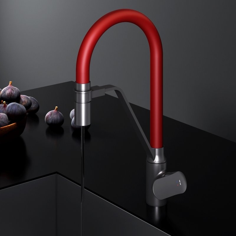 Смеситель для кухни AM.PM Like F8007828 с гибким изливом, красный