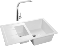 Комплект Мойка GranFest Quadro GF-Q775 KL иней + Смеситель MEGA Mega