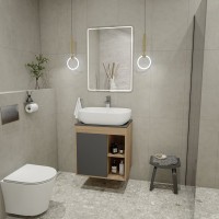 Тумба с раковиной Teymi Nura 60 дуб эврика, матовый графит, раковина Solli 60