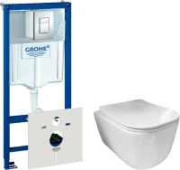 Комплект  Унитаз подвесной Ceramicanova New Day CN3005 с микролифтом, безободковый + Система инсталляции для унитазов Grohe Rapid SL 38772001, 3 в 1 с