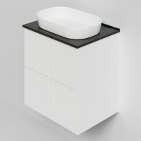 Тумба под раковину со столешницей La Fenice Terra Twin 60 подвесная, bianco, белая матовая, столешница черный мрамор