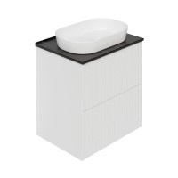 Тумба под раковину со столешницей La Fenice Terra Twin 60 подвесная, bianco, белая матовая, столешница черный мрамор