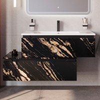 Тумба с раковиной Cezares Slider 100 подвесная, 2 ящика, черный фьюжн