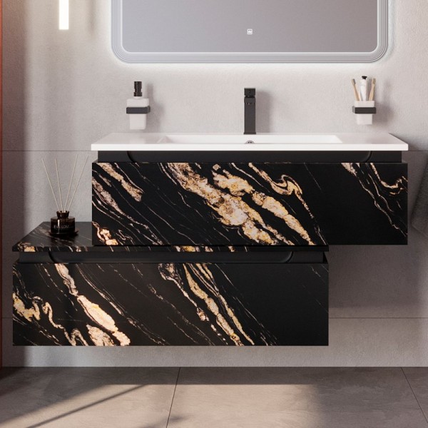 Тумба с раковиной Cezares Slider 100 подвесная, 2 ящика, черный фьюжн