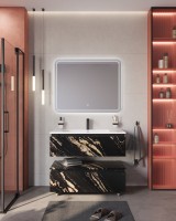 Тумба с раковиной Cezares Slider 100 подвесная, 2 ящика, черный фьюжн