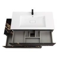 Тумба с раковиной Cezares Slider 100 подвесная, 2 ящика, черный фьюжн