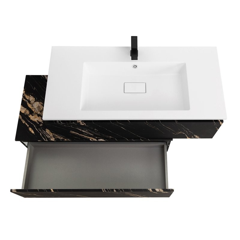 Тумба с раковиной Cezares Slider 100 подвесная, 2 ящика, черный фьюжн