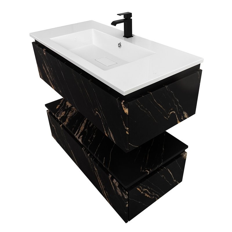 Тумба с раковиной Cezares Slider 100 подвесная, 2 ящика, черный фьюжн